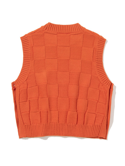 Rose Jacquard Knit Vest [ORANGE]