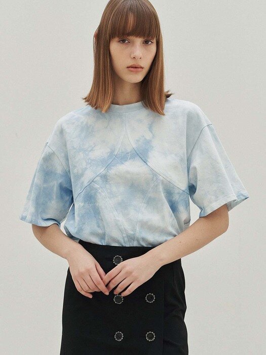 Kris Natural Dye Diamond Boxy Crop Tee [Blue]