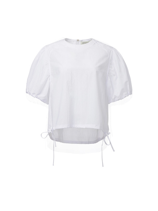 PUFF SLEEVE ROUND NECK BLOUSE_WHITE [U1M0B40410]