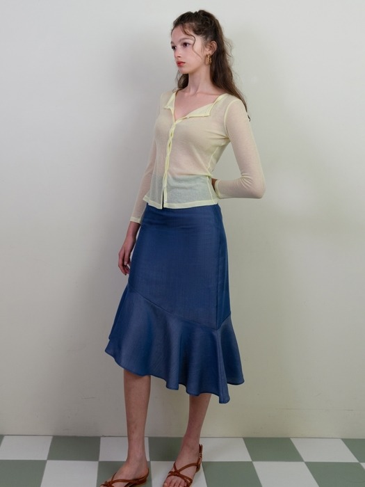 Asymmetric flare skirt (Denim)