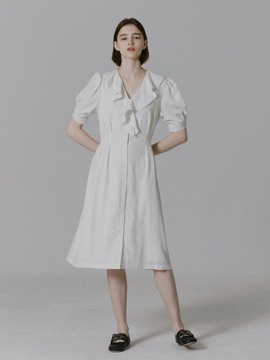 [EXCLUSIVE]Juliet Ruffle Dress_Dot Ivory