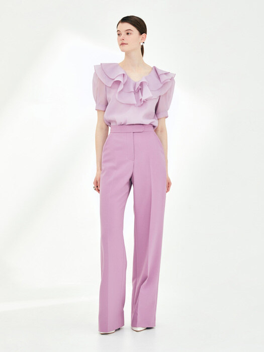 VALLERIE Organza ruffle blouse (Bright lavender)