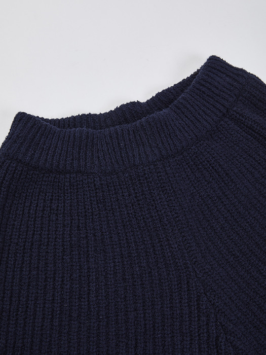 boucle knit short_dark navy