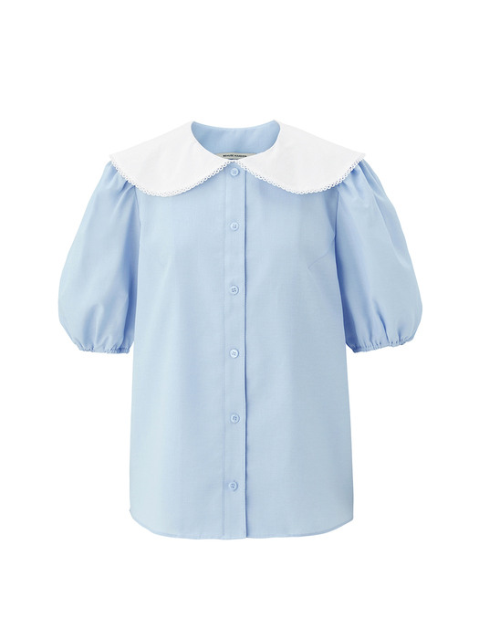 Lace collar blouse - Light blue