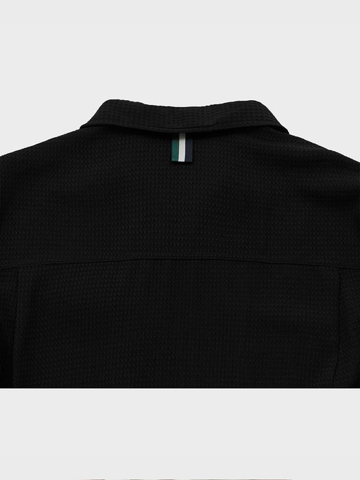 와플패턴 트러커 집업 셔츠 (블랙)