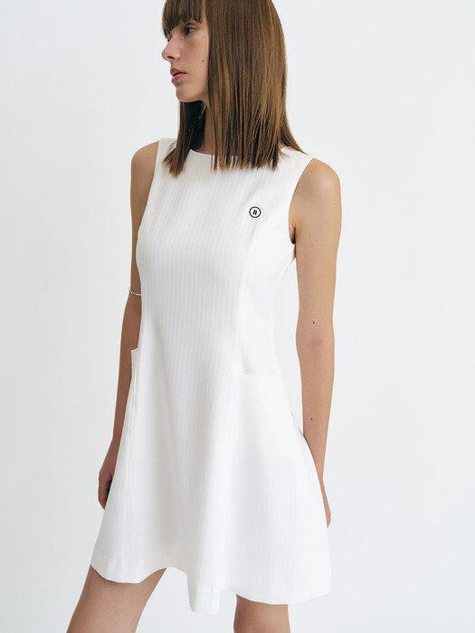 Tennis Sleeveless Mini Dress (White)