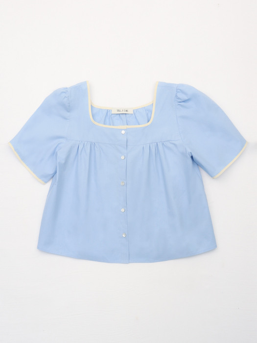 Square neck shirring blouse[2color]
