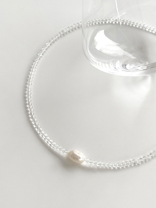 White Quartz Pearl Point Necklace