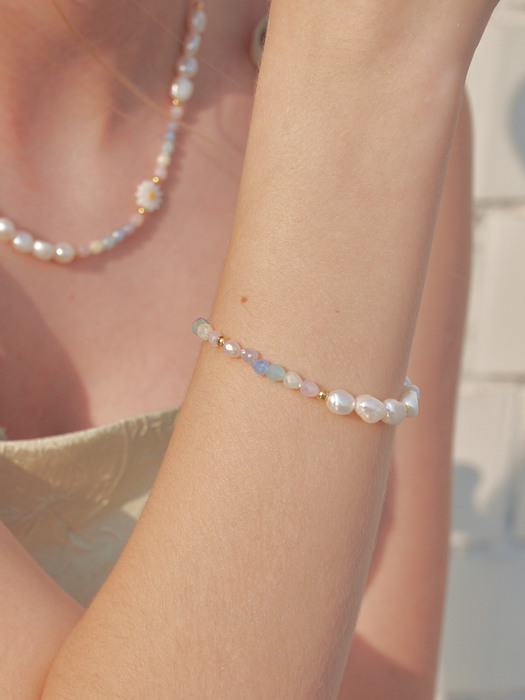 [2SET] pastel moment daisy necklace+pastel moment daisy bracelet