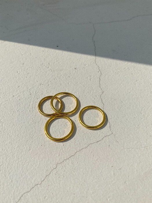 [set][925 silver] dodu layered ring (2mm, gold) + noir beau ring