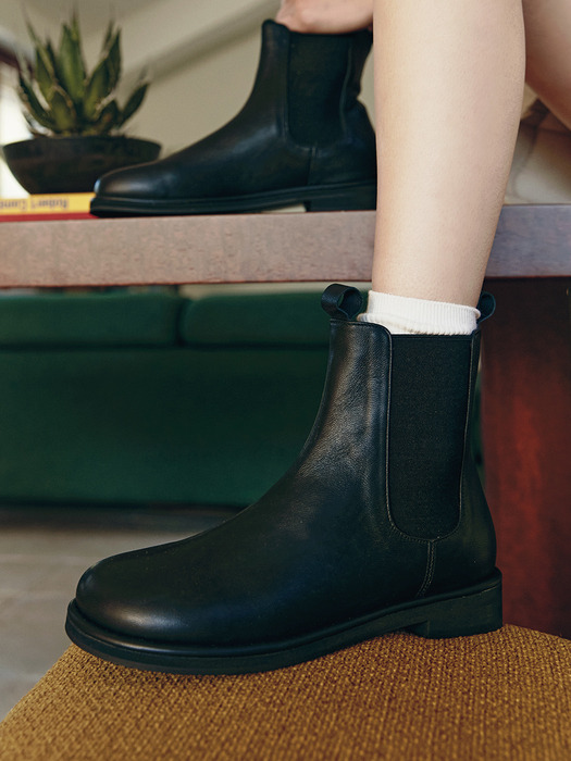 DREW rounded chelsea boots - 3color 2.8cm 라운드 레더 첼시부츠