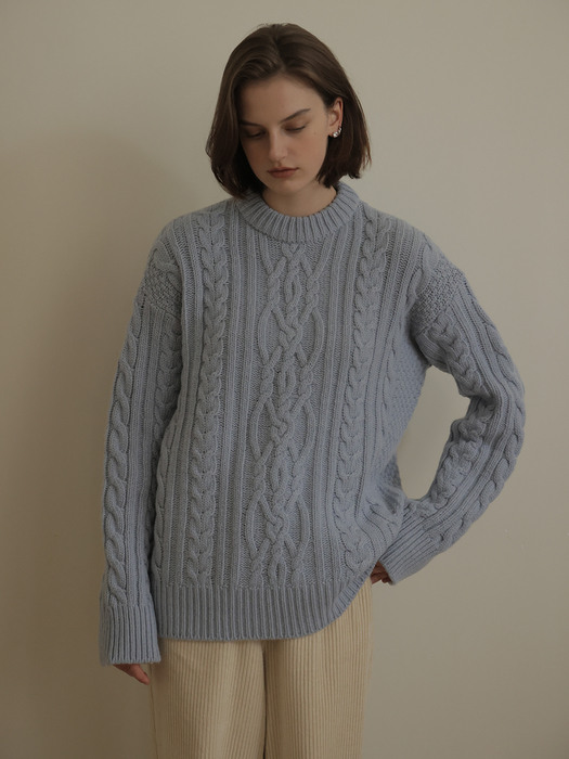William Wool Cable Knit_Sky Blue
