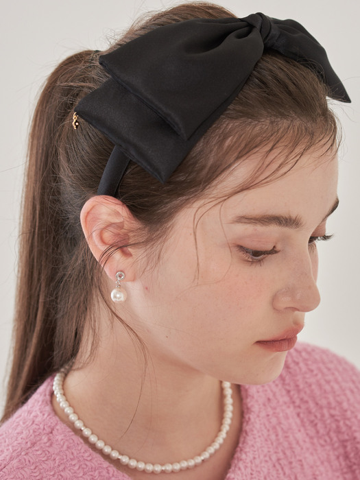 [단독]Luxi ribbon hairband black