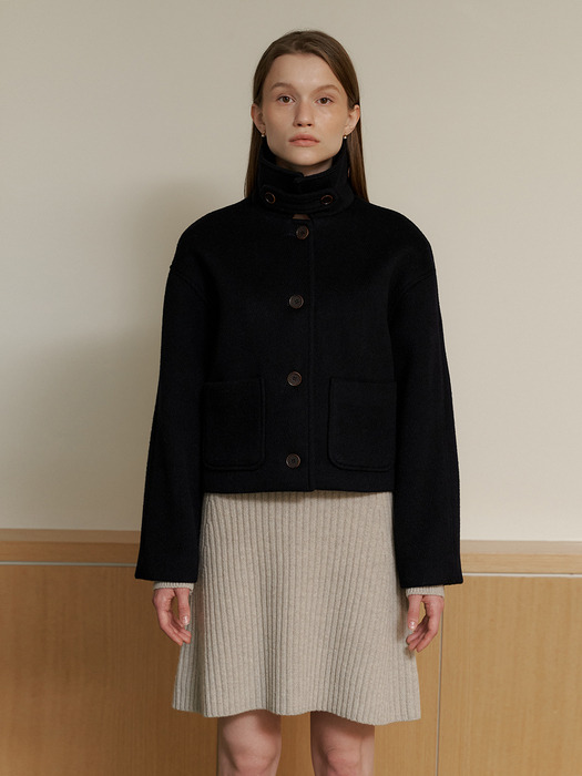 A WOOL HALF COAT_NAVY