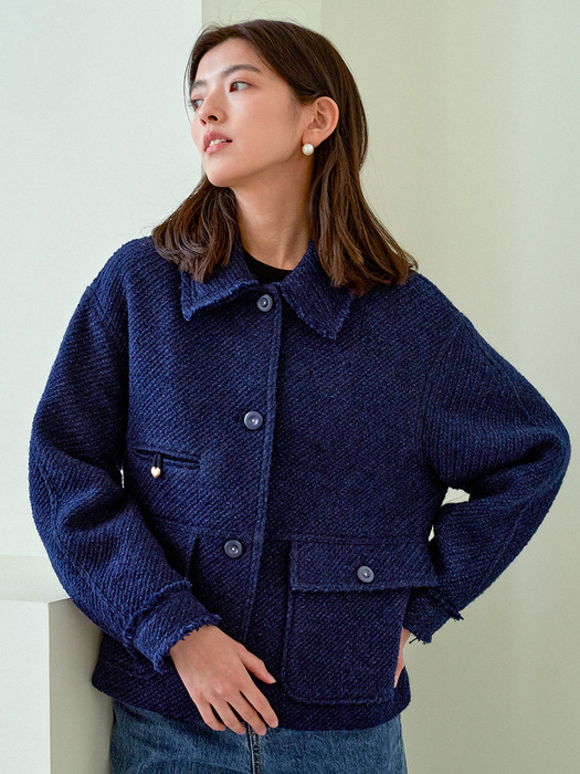 Spencer Wool Tweed Jacket (Blue)