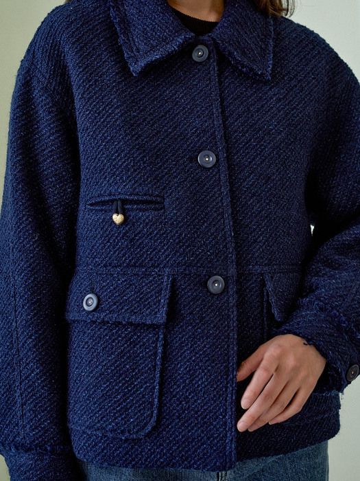 Spencer Wool Tweed Jacket (Blue)