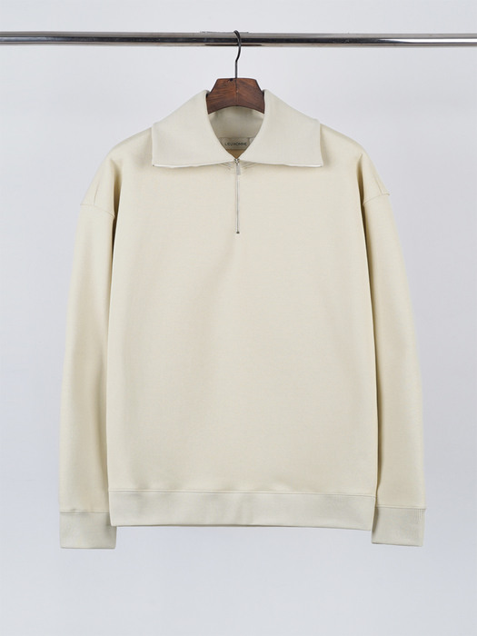 HIGH NECK ZIP-UP SWEAT SHIRT [NAPPING]_IVORY