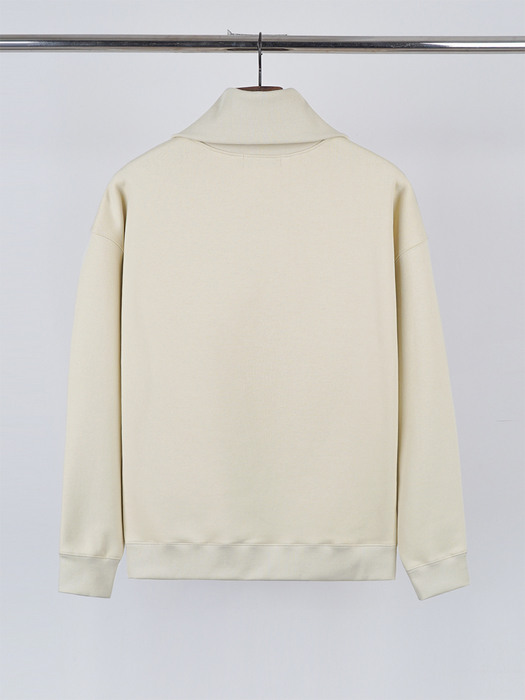 HIGH NECK ZIP-UP SWEAT SHIRT [NAPPING]_IVORY