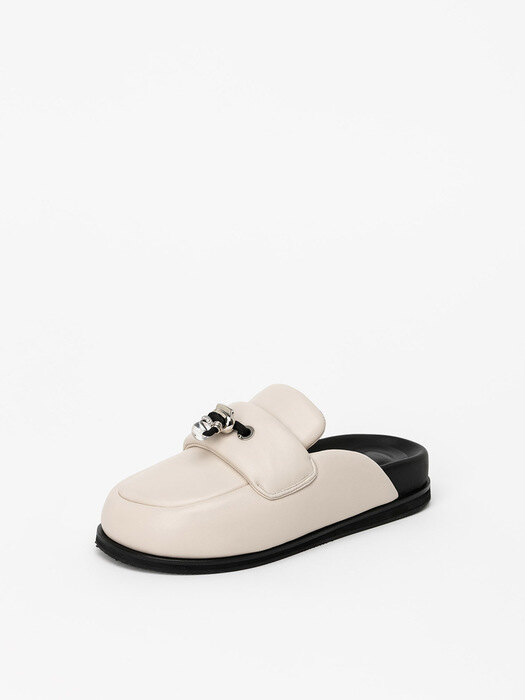Baguette Puffy Footbed Slides in Ivory