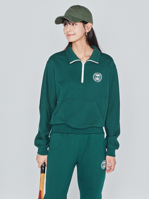 HALF ZIP UP CREWNECK (GREEN)