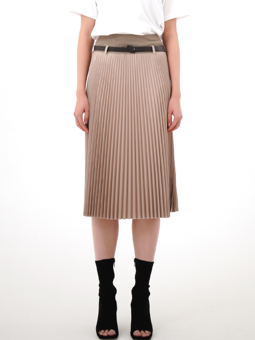 Bending Pleated Skirt _Beige