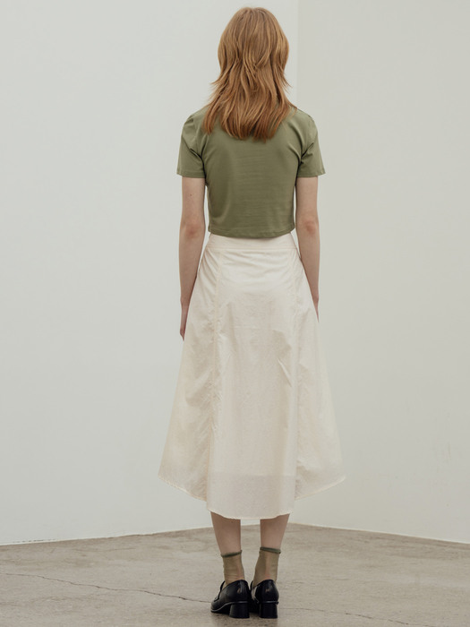 Long Flare Stitch Skirt_Ivory