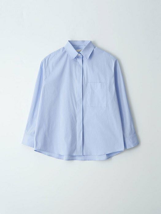 Hidden Button Shirt / Blue