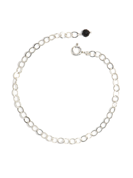 Ring And Link Chain Silver Bracelet Ib275