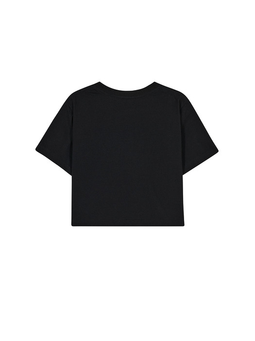 MSKN2ND 크롬 하트 크롭 티셔츠 블랙