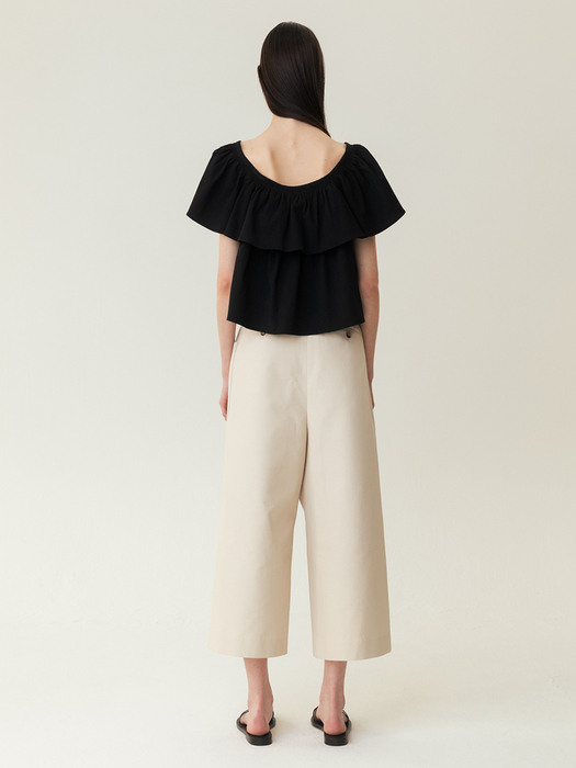 RESORT23 Gathered Waist Cotton Top Black