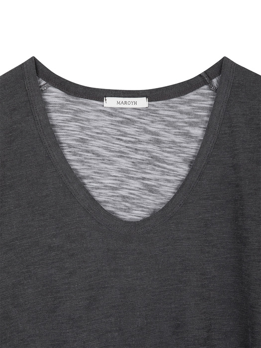 Slab U neck T-shirts (Charcoal)
