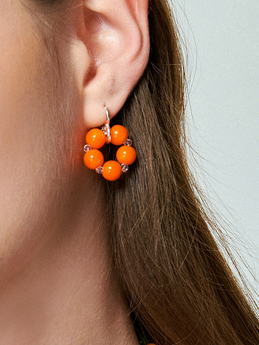Two Way Orange Silver Earring Ie317 [Silver]