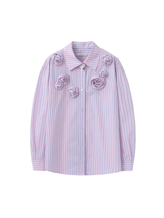 Rose Corsage Stripe Shirt / Pink