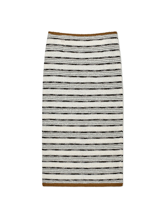 Striped Knit Long Skirt White Stripe