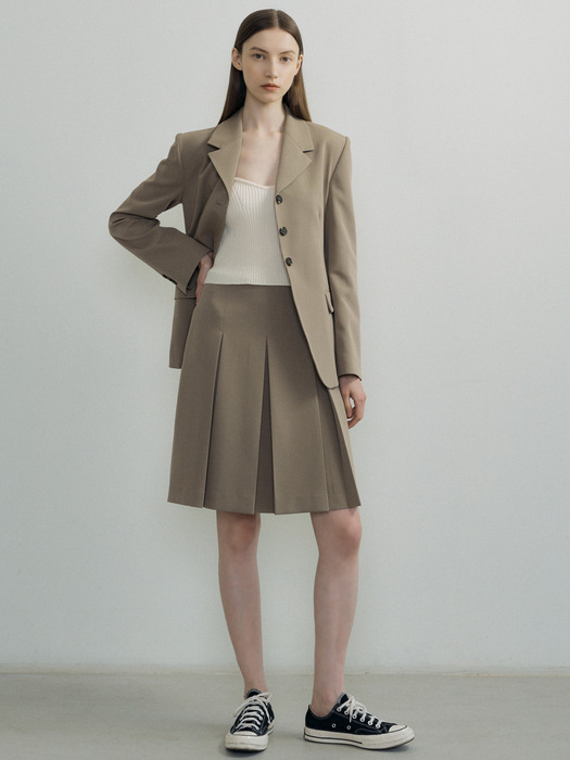 23FW PLEATS MIDI SK (KHAKI BEIGE)