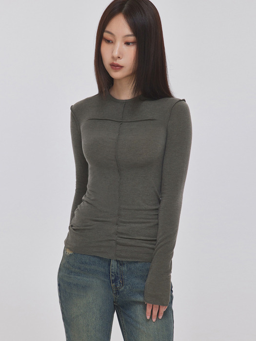 T-SHAPED PINTUCK LONG SLEEVE TOP_T326TP120(IV)