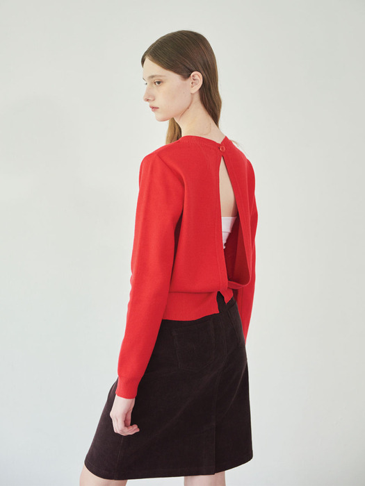 Back cut-out knit (Red)