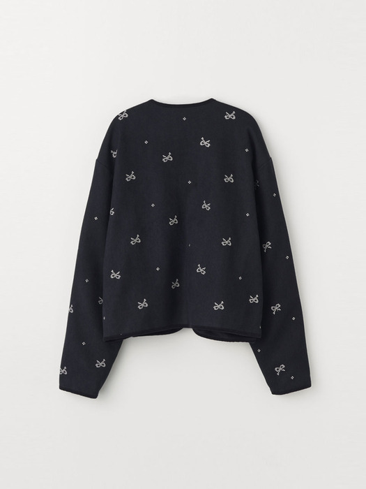 RIBBON EMBROIDERED JACKET_NAVY