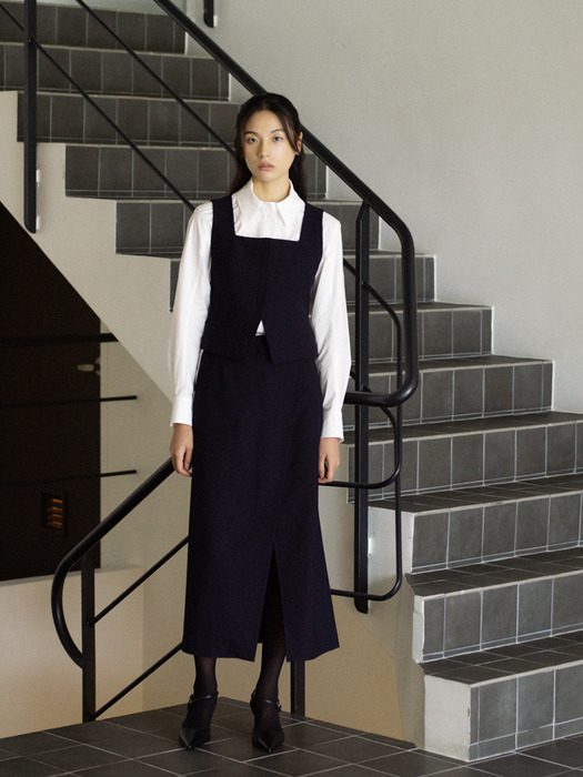 23FW LONG-WRAP SLIT WOOL SK_2COLOR