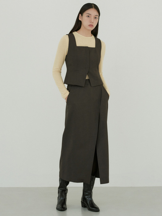 23FW LONG-WRAP SLIT WOOL SK_2COLOR