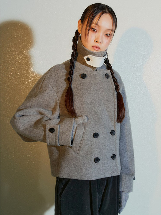 Signature Crop Pea Coat  Grey (KE3X11M093)