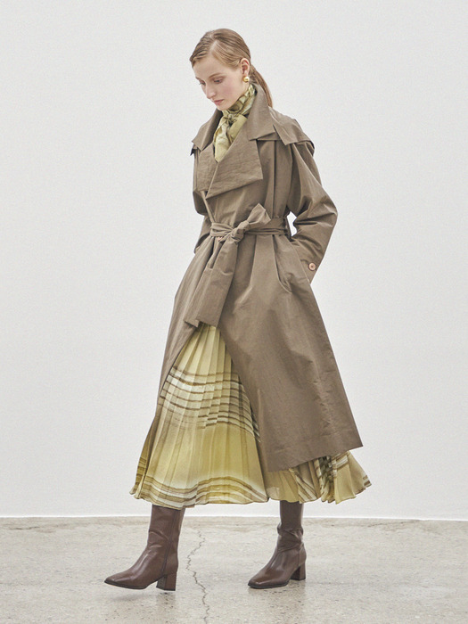 BELTED SINGLE TRENCH COAT_KHAKI