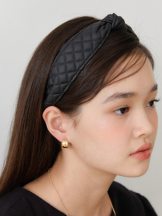 padded check hair band_black