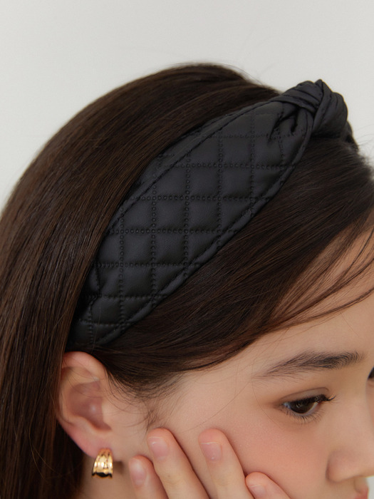 padded check hair band_black