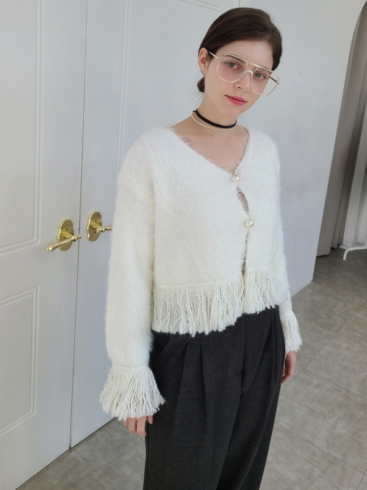 빅태슬 모헤어 가디건 tassel Knit cardigan