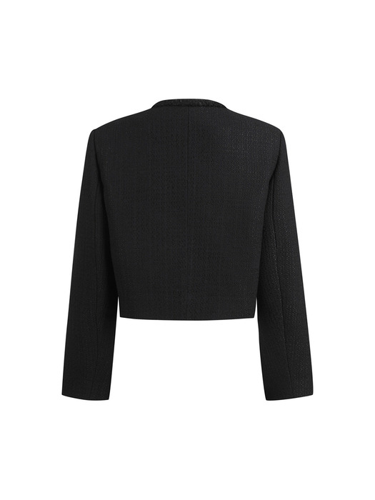 [Holiday Edition] Collarless Tweed Jacket_LFJAS24030BKX
