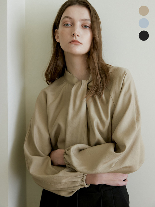 comos 1045 high neck scarf drapping blouse (3color)