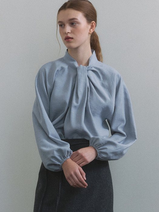 comos 1045 high neck scarf drapping blouse (3color)