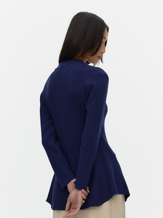 Flared Polo Sweater_NAVY