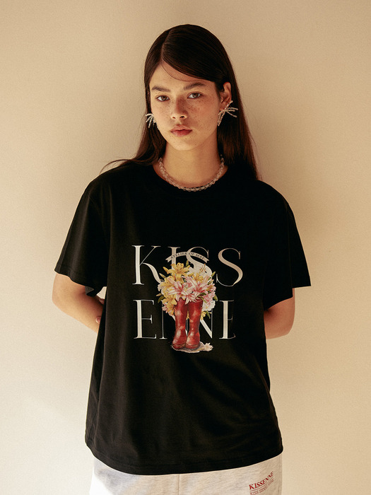 KISS FOR FLOWER T-SHIRTS [BLACK]
